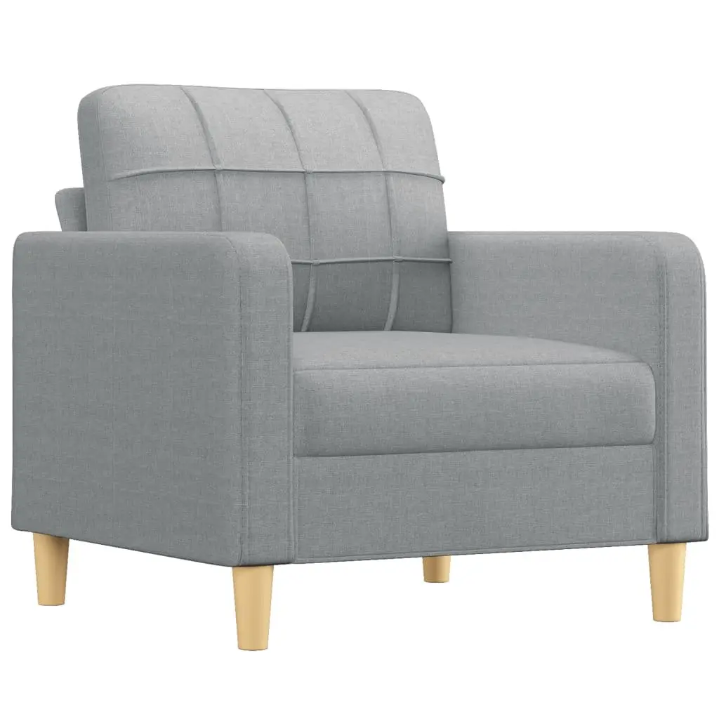4 Piece Sofa Set Grey Fabric Lounge Suite with Pillows and Ottoman Footstool