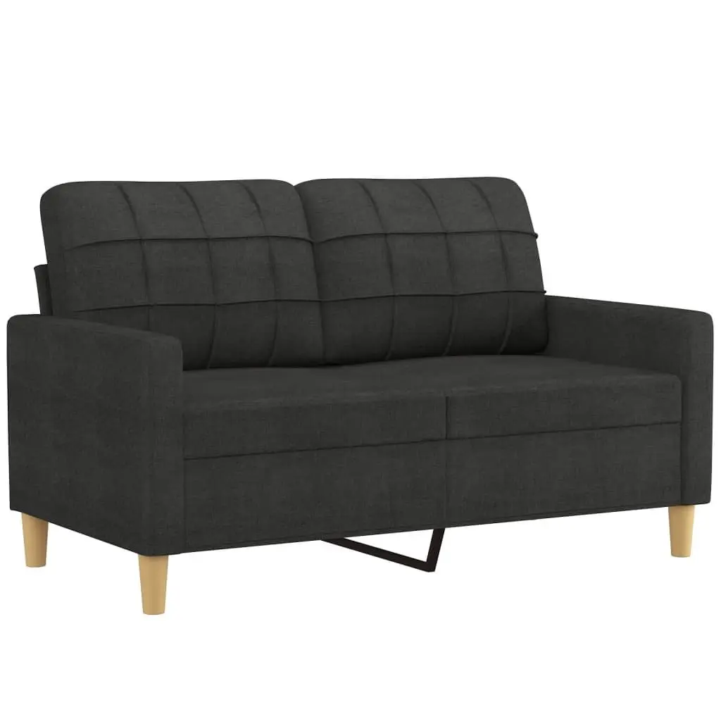 4 Piece Sofa Set Black Fabric Lounge with Pillows Ottoman Footstool Living Room