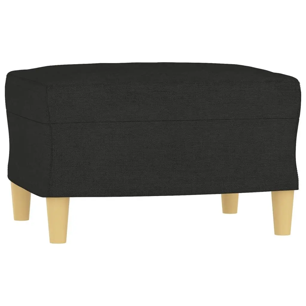 4 Piece Sofa Set Black Fabric Lounge with Pillows Ottoman Footstool Living Room