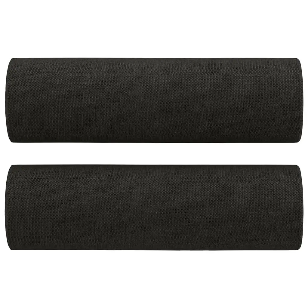 4 Piece Sofa Set Black Fabric Lounge with Pillows Ottoman Footstool Living Room