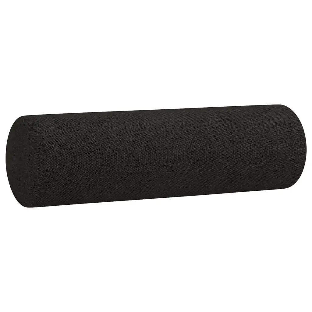 4 Piece Sofa Set Black Fabric Lounge with Pillows Ottoman Footstool Living Room