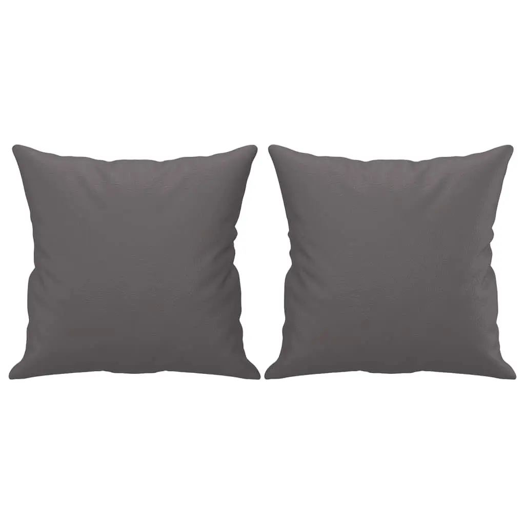 3 Piece Sofa Set Grey Faux Leather Couch with Throw Pillows