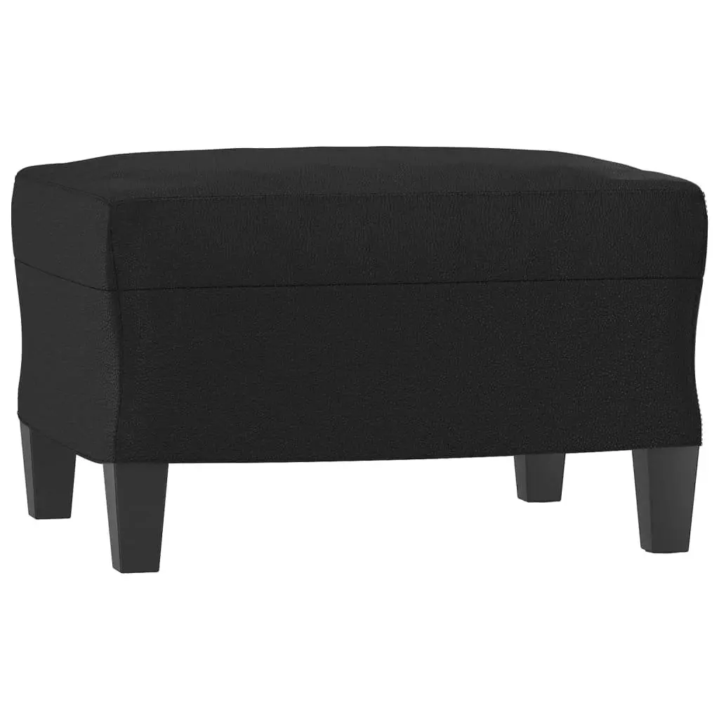 3 Piece Sofa Set Faux Leather Black with Footstool