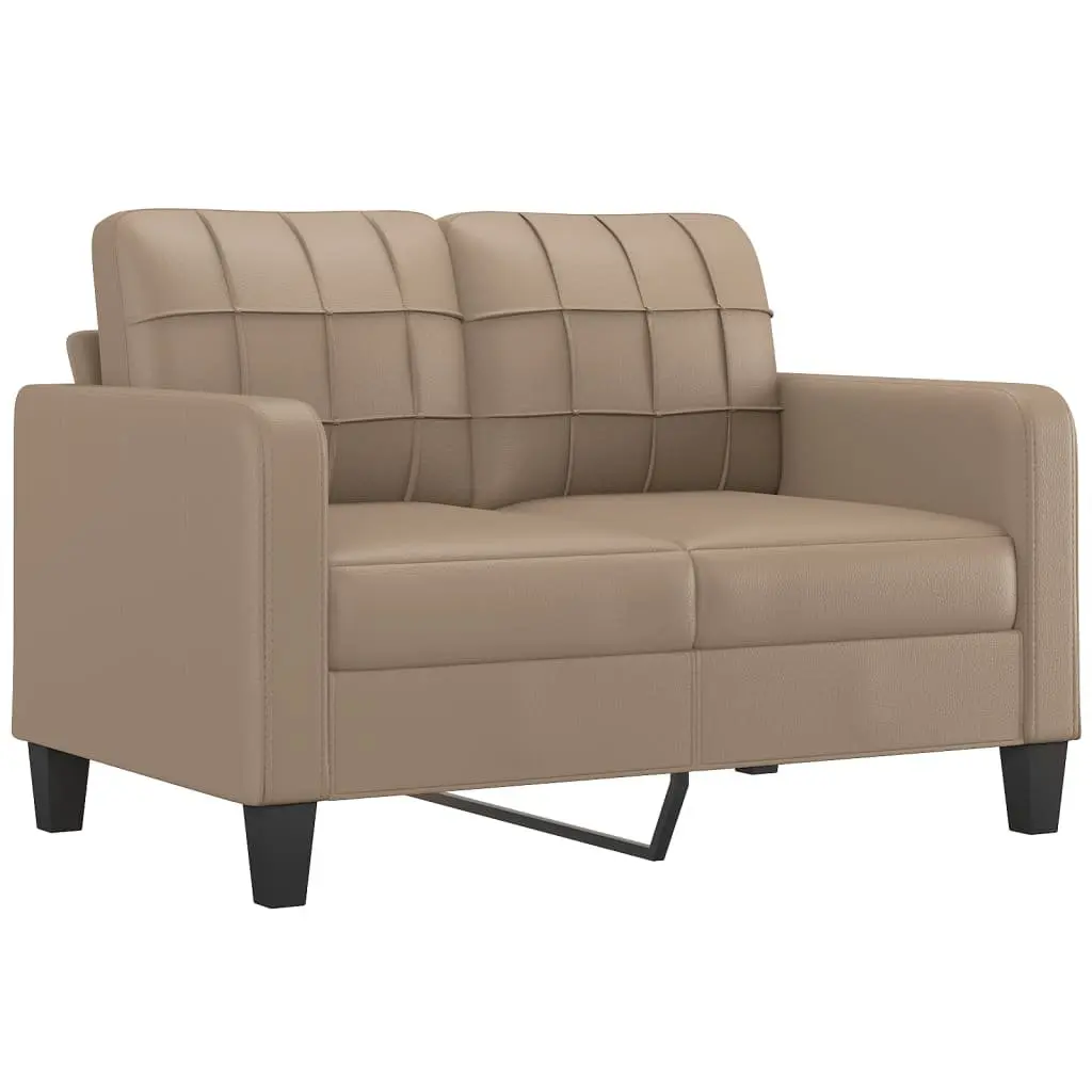 3 Piece Sofa Set Faux Leather Brown Lounge Couch with Footstool
