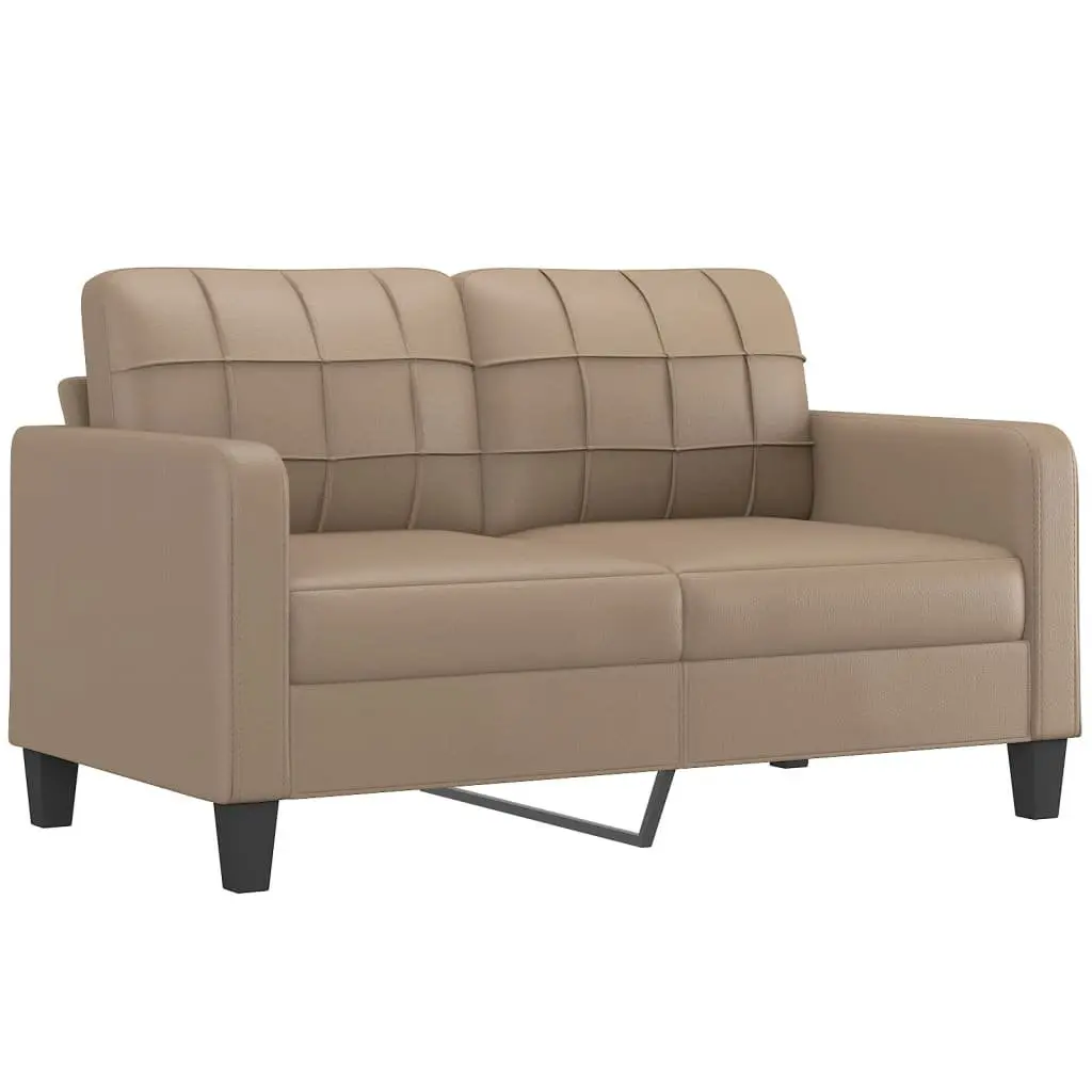 3 Piece Sofa Set Faux Leather Brown Lounge Couch with Footstool