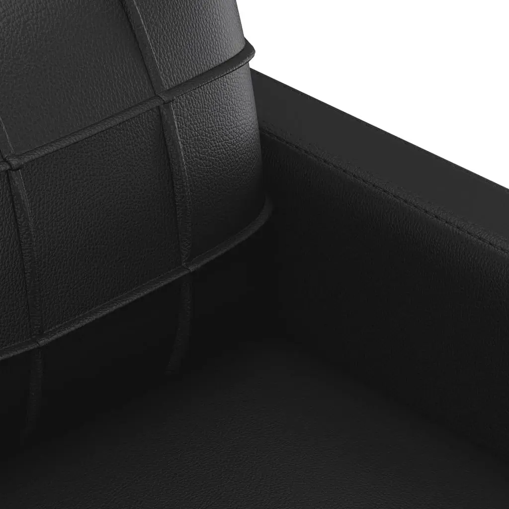 2 Piece Sofa Set Black Faux Leather Lounge Couch with Throw Pillows