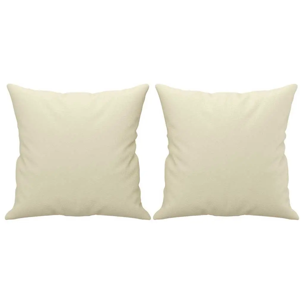 2 Piece Sofa Set Faux Leather Cream Lounge Suite with Throw Pillows