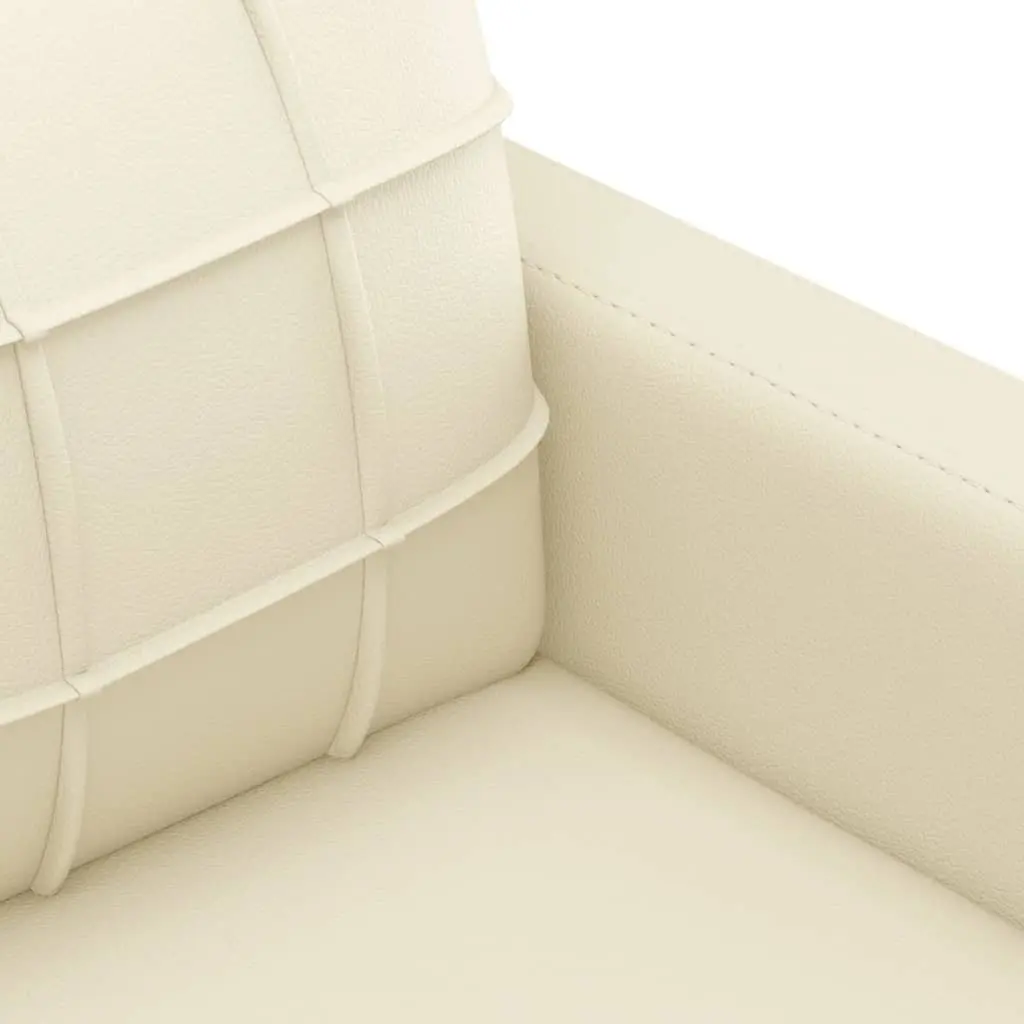 2 Piece Sofa Set Faux Leather Cream Lounge Suite with Throw Pillows