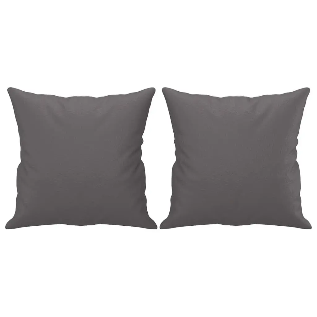 2 Piece Sofa Set Grey Faux Leather Couch with Throw Pillows Living Room