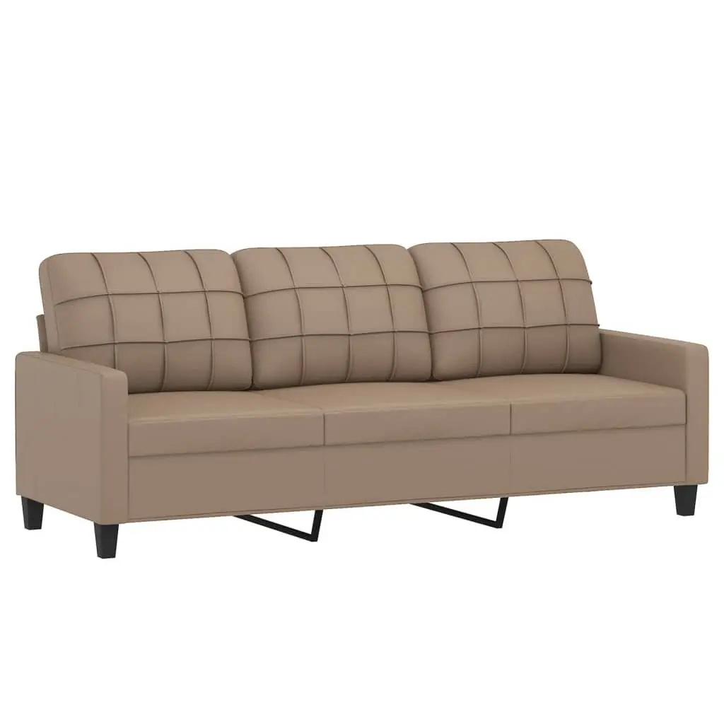 2 Piece Sofa Set Brown Faux Leather Lounge Couch