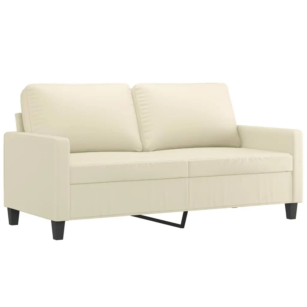 2 Piece Sofa Set Faux Leather Cream Living Room Furniture Seating with Cushions