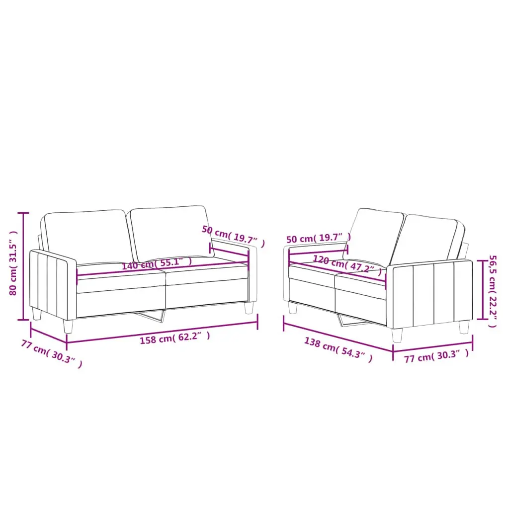 2 Piece Sofa Set Faux Leather Cream Living Room Furniture Seating with Cushions