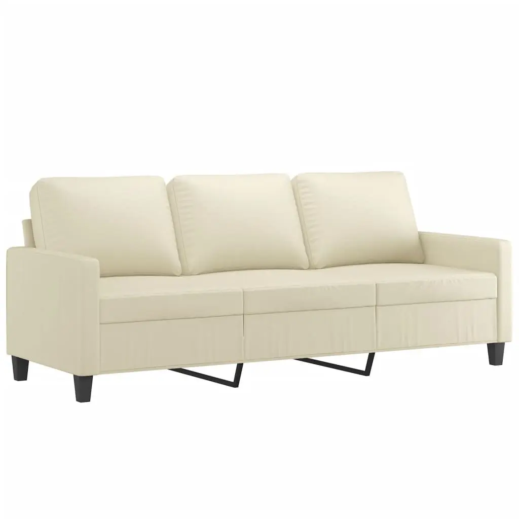 3 Piece Sofa Set Faux Leather Cream Living Room Furniture Seating