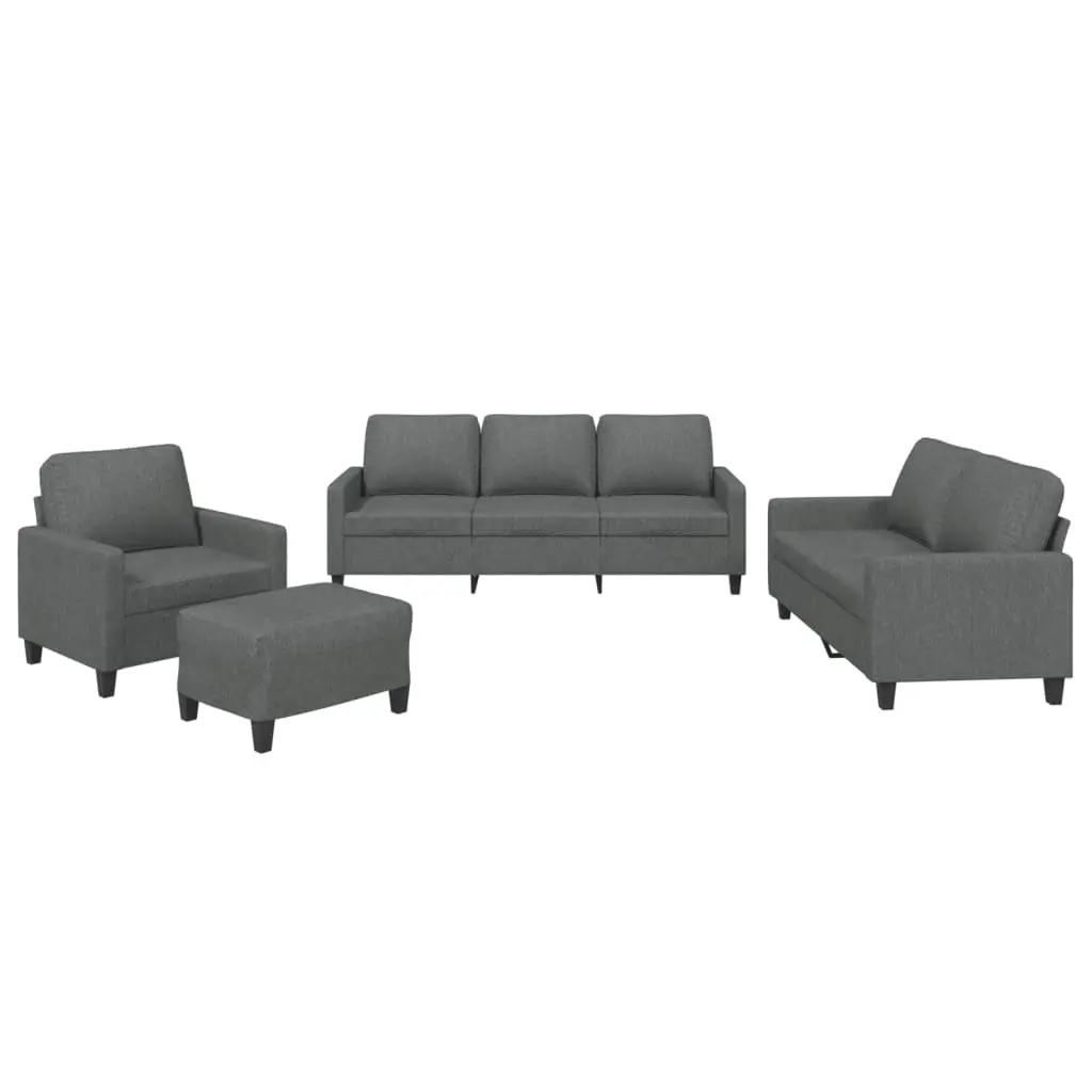 4 Piece Sofa Set Grey Fabric Lounge Suite Living Room Furniture