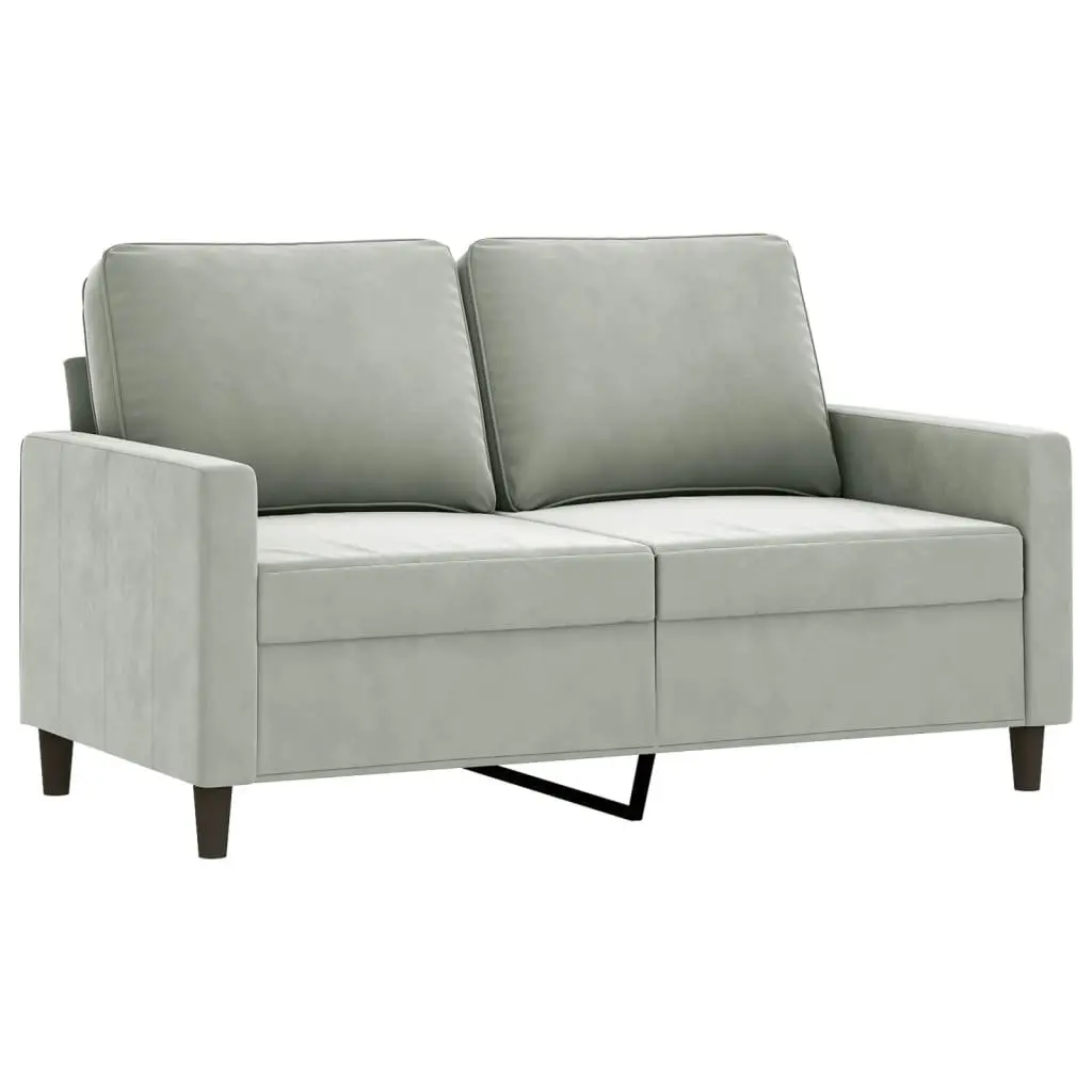 2 Piece Sofa Set Grey Velvet Cushioned Lounge Couch