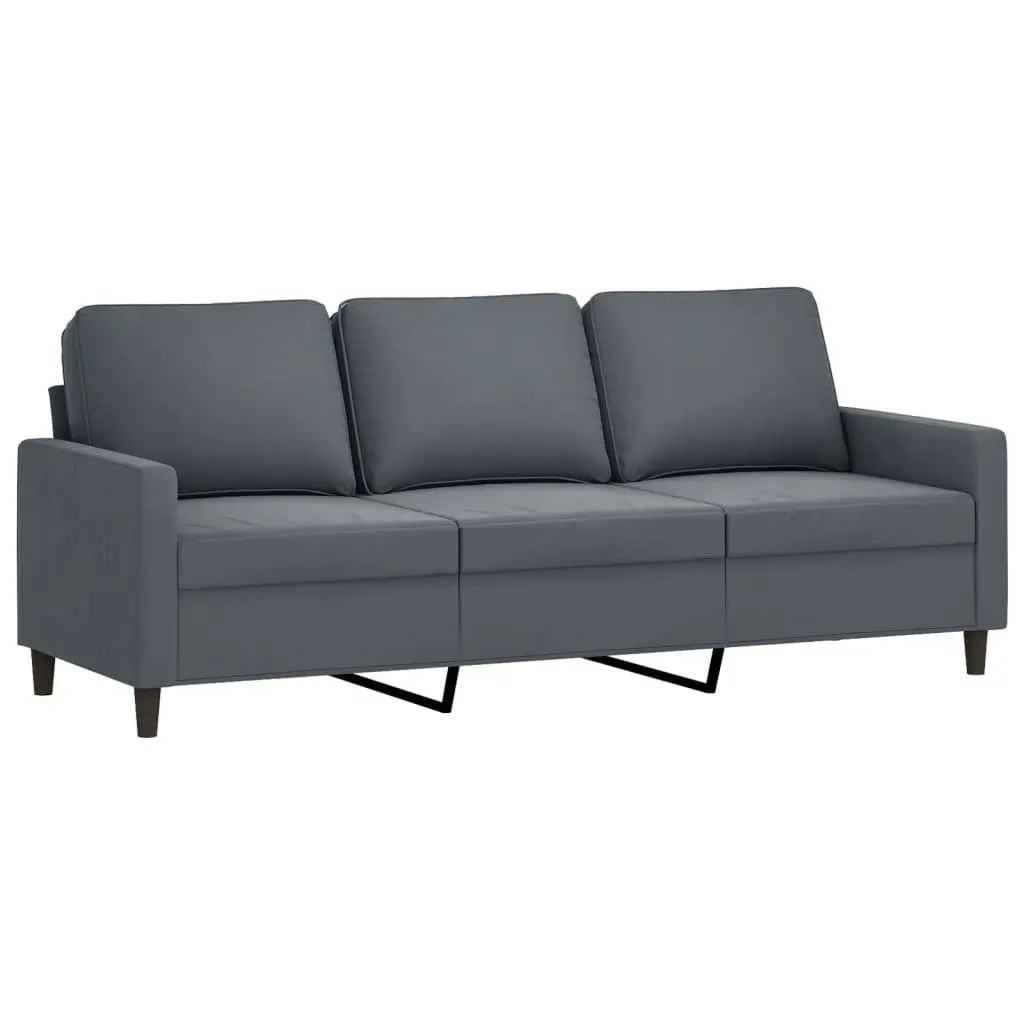 3 Piece Sofa Set Velvet Grey Living Room Furniture Lounge Suite