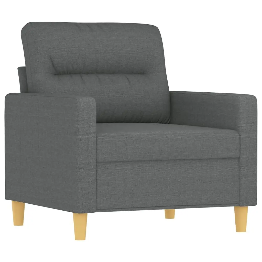 4 Piece Sofa Set Grey Fabric Sturdy Frame Thickly Padded Seating with Pillows Footstool