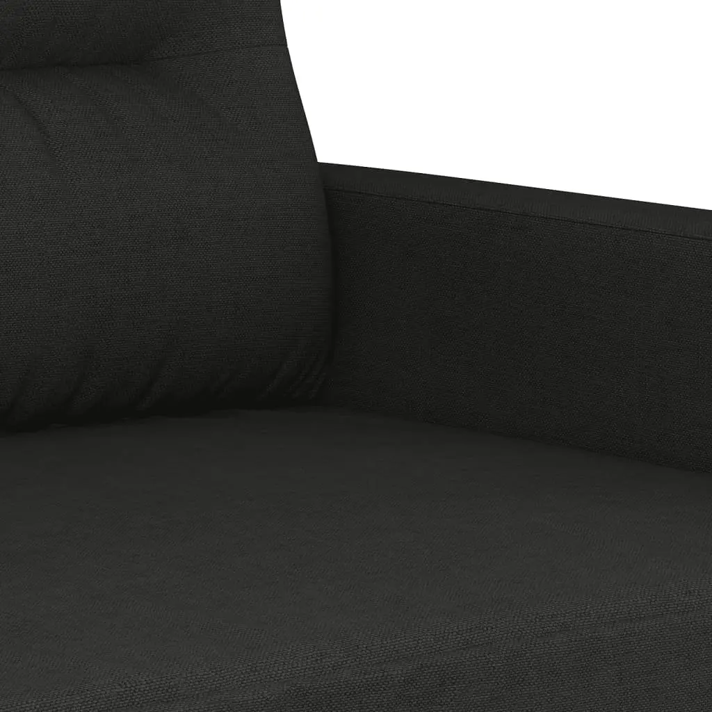 3 Piece Sofa Set Black Fabric Lounge Suite Couch with Pillows Footstool