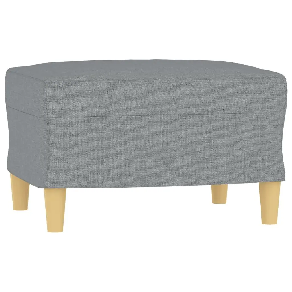 3 Piece Sofa Set Grey Fabric Living Room Furniture Seating with Footstool