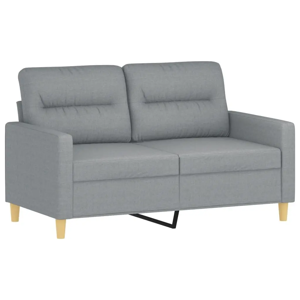 3 Piece Sofa Set Grey Fabric Couch with Pillows Footstool