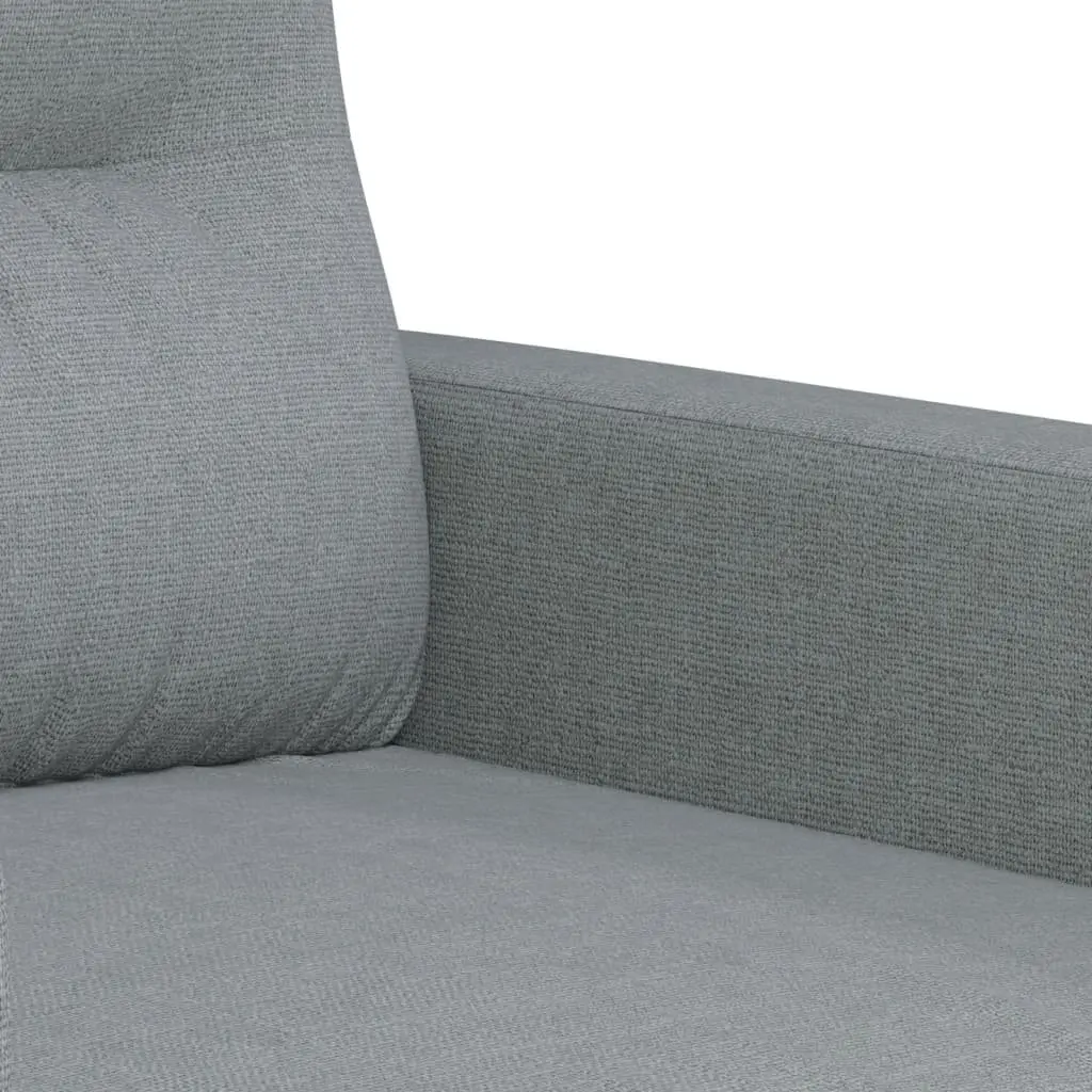 3 Piece Sofa Set Grey Fabric Couch with Pillows Footstool