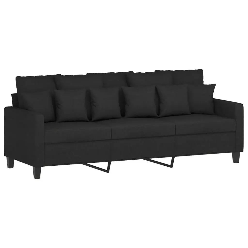 4 Piece Sofa Set Durable Fabric Compact Size Black Living Room