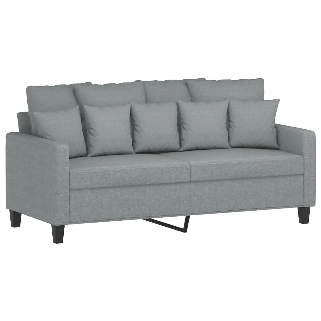 2 Piece Sofa Set Grey Fabric Lounge Suite with Cushions Living Room Seating