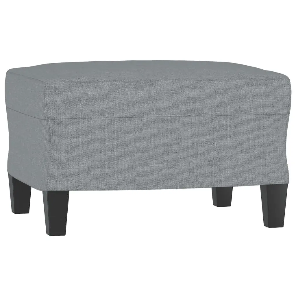 3 Piece Sofa Set Grey Fabric Lounge with Cushions and Footstool Living Room