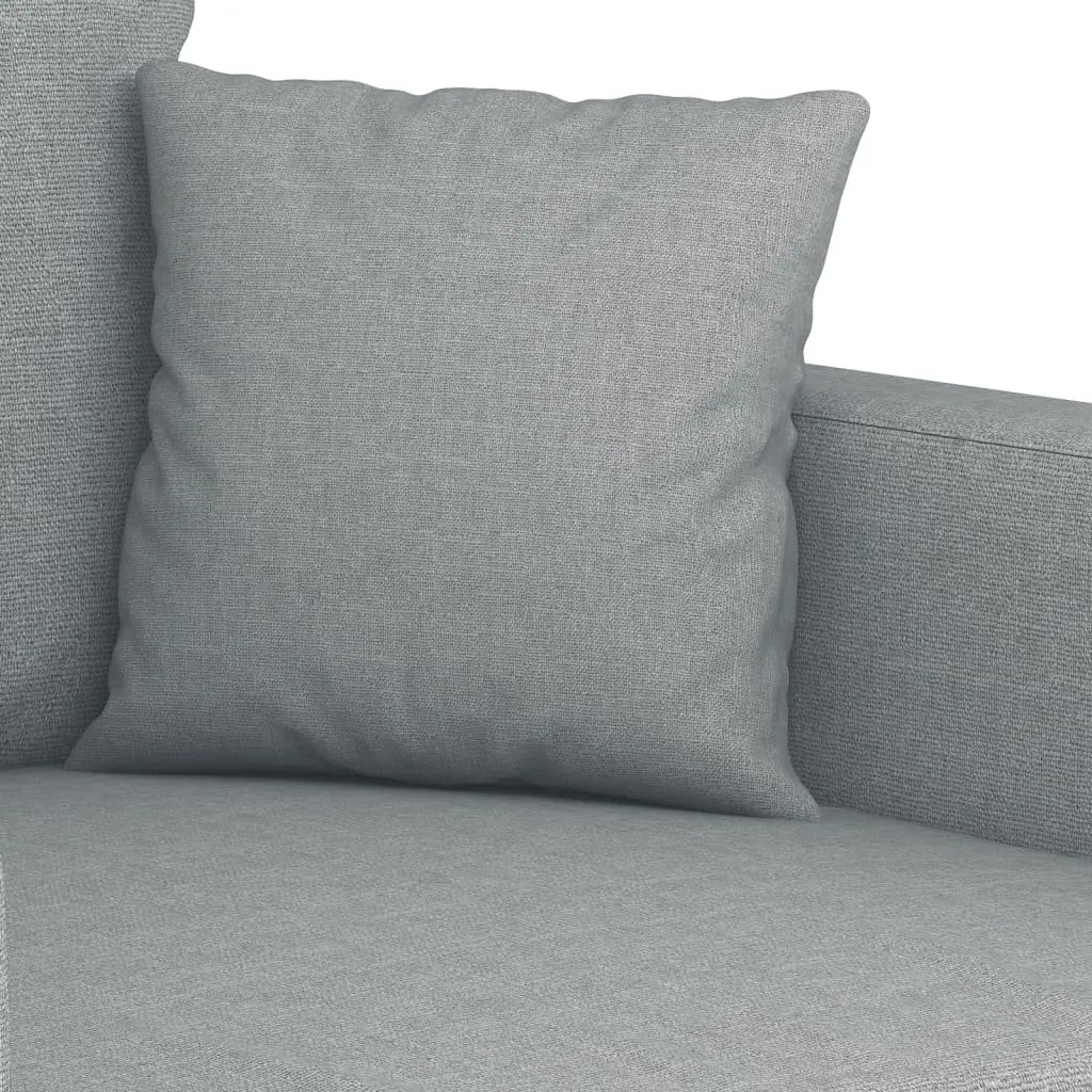 3 Piece Sofa Set Grey Fabric Lounge with Cushions and Footstool Living Room