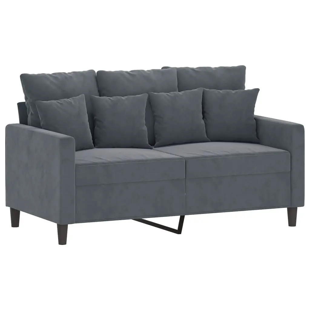 2 Piece Sofa Set Grey Velvet Lounge Suite Comfortable Seating Couch Cushions