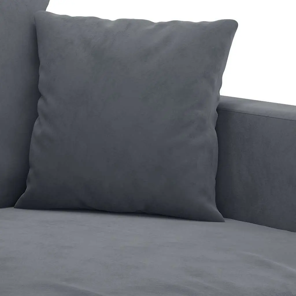 3 Piece Sofa Set Velvet Grey Lounge Suite with Footstool