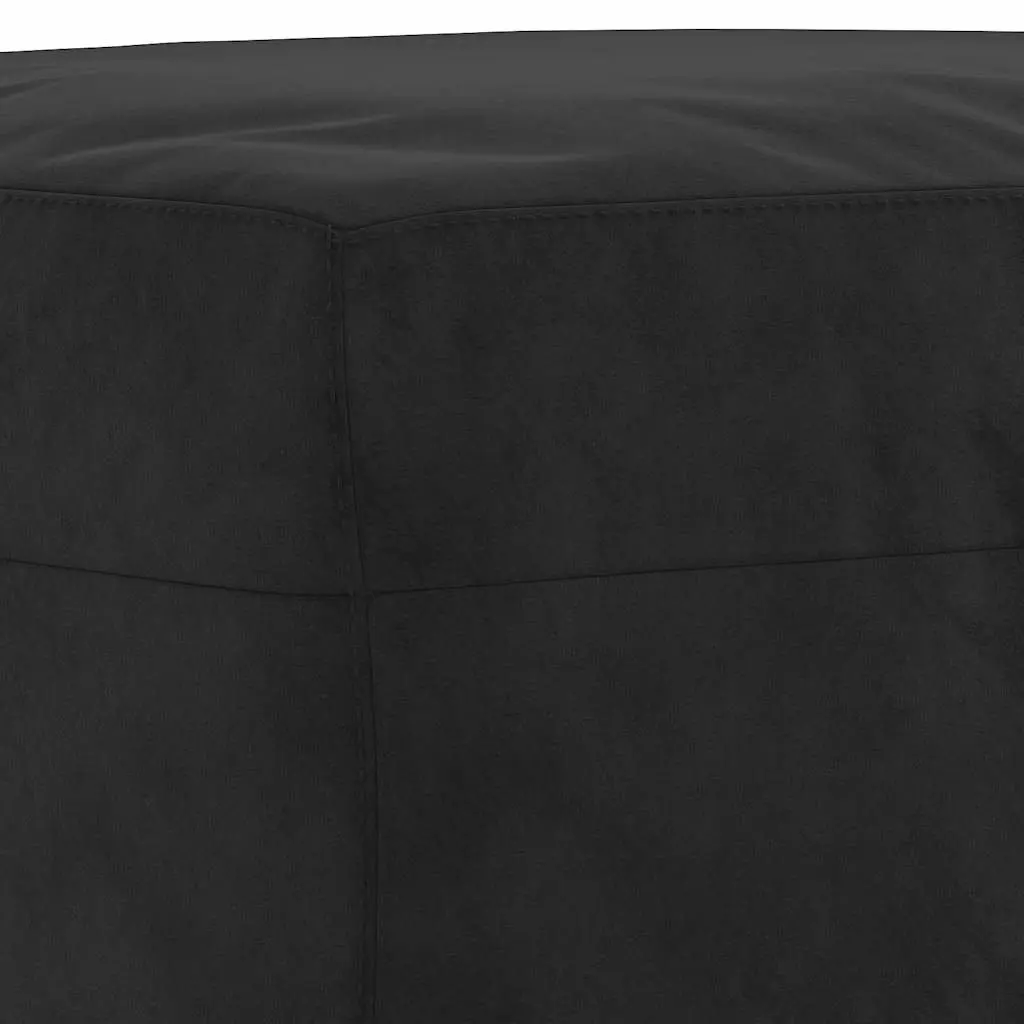 3 Piece Sofa Set with Footstool Cushions Black Velvet Living Room Furniture