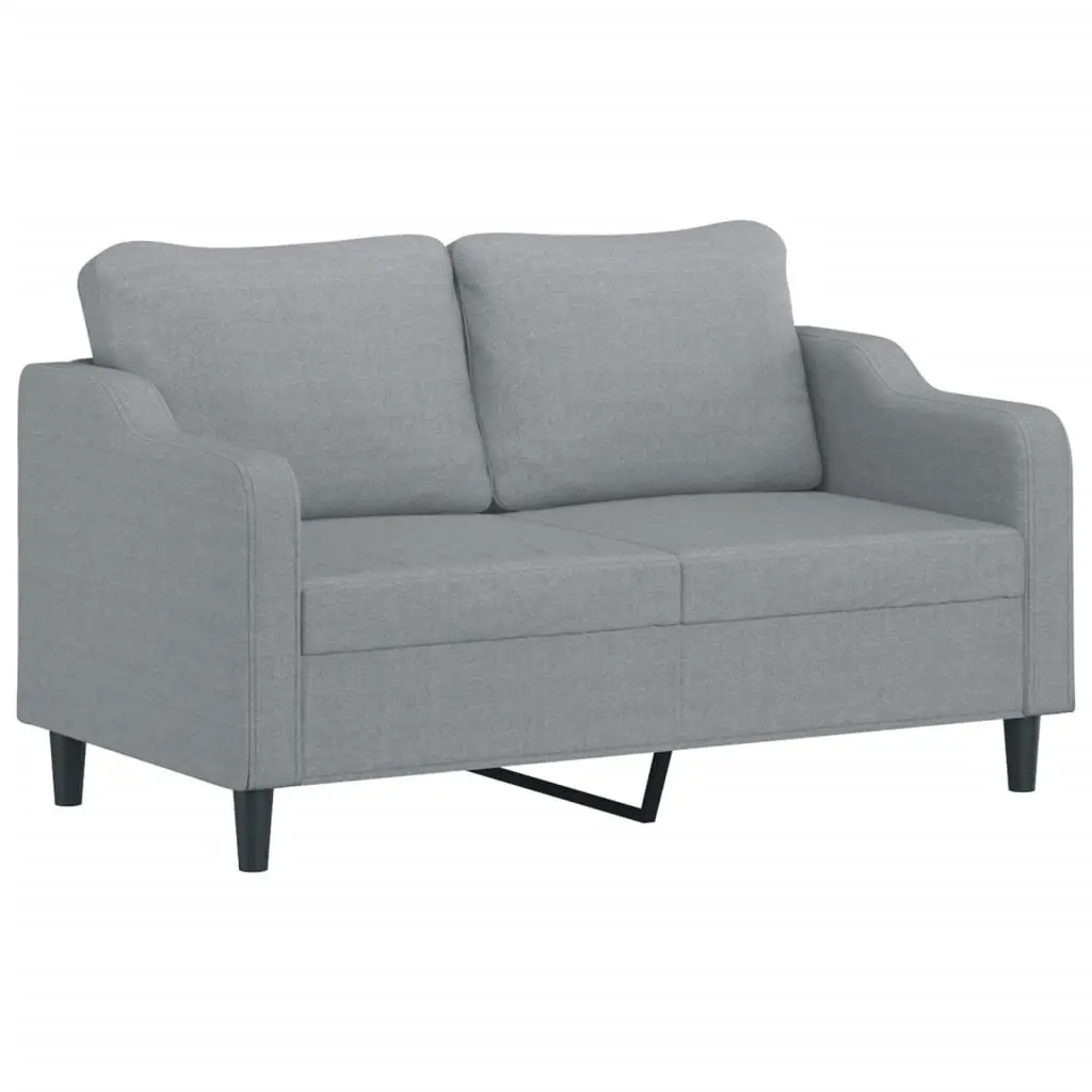 3 Piece Sofa Set Grey Fabric Lounge with Cushions Footstool Living Room