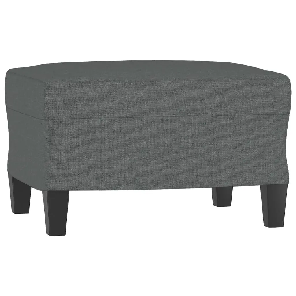 3 Piece Sofa Set with Footstool Padded Armrests Cylinder Pillows Grey Fabric