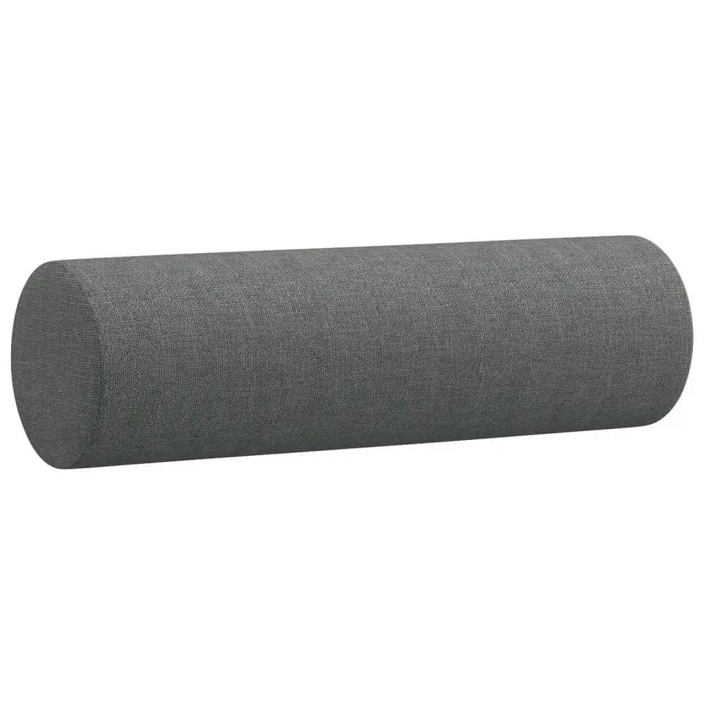 3 Piece Sofa Set with Footstool Padded Armrests Cylinder Pillows Grey Fabric
