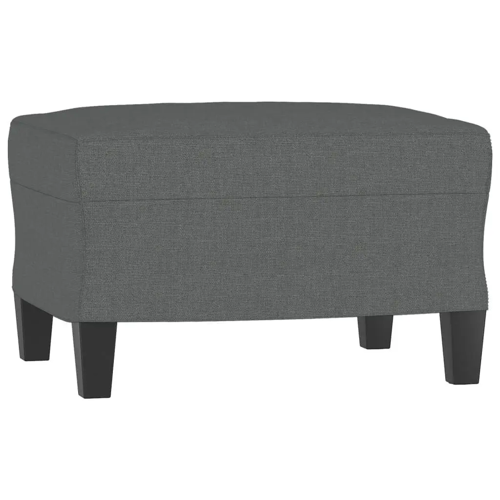 3 Piece Sofa Set with Footstool and Pillows Grey Fabric Living Room Furniture