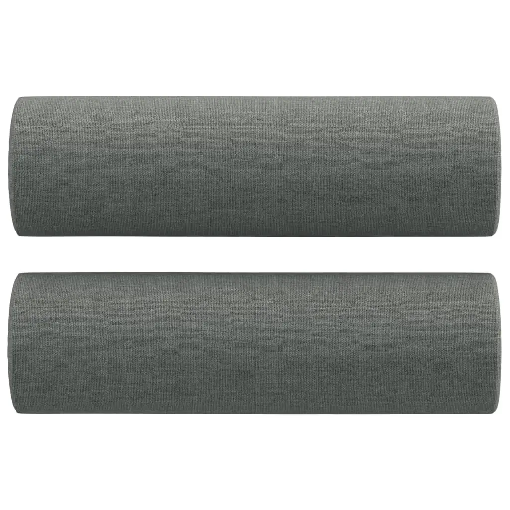 3 Piece Sofa Set with Footstool and Pillows Grey Fabric Living Room Furniture