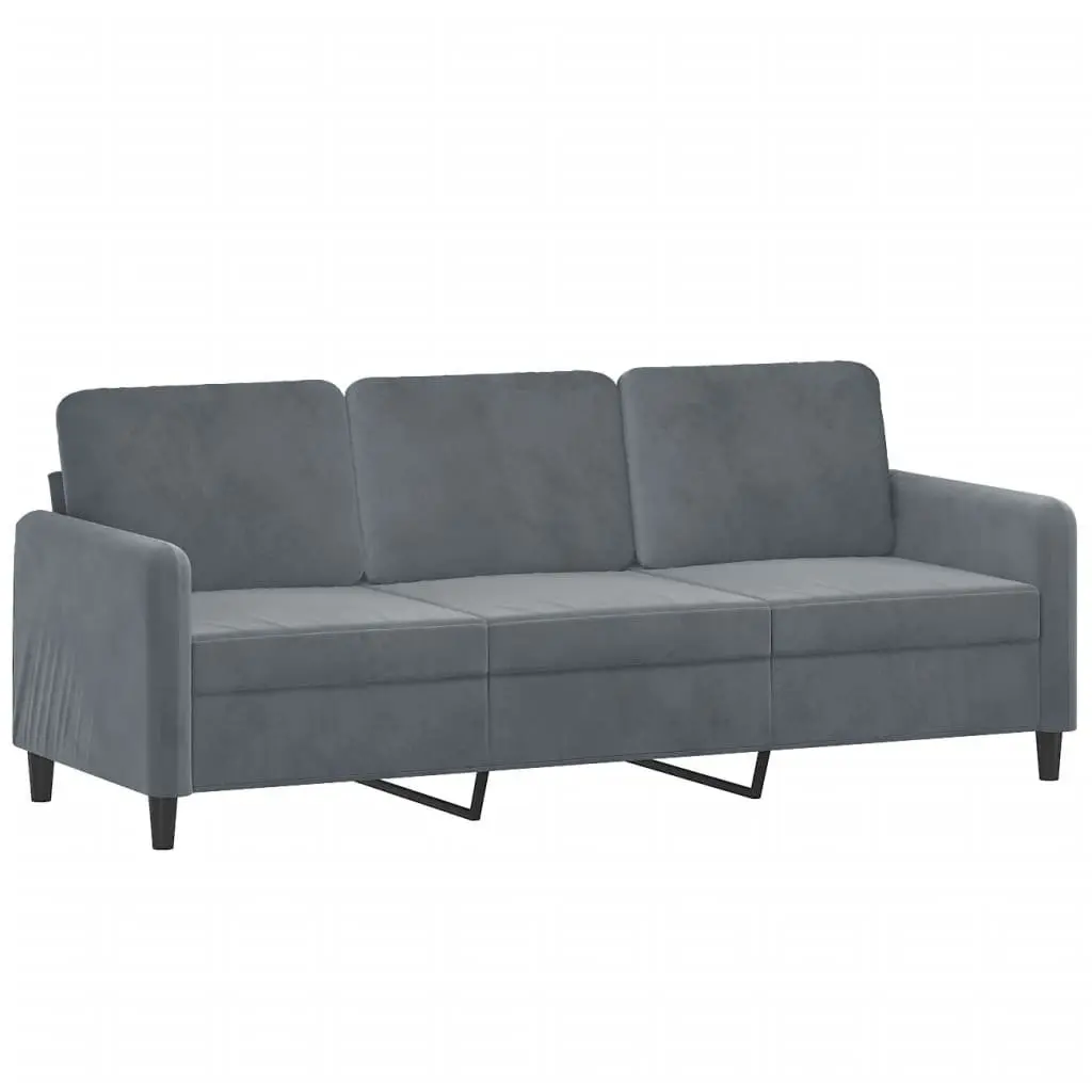 3 Piece Sofa Set Grey Velvet Lounge Suite Comfortable Seating Living Room