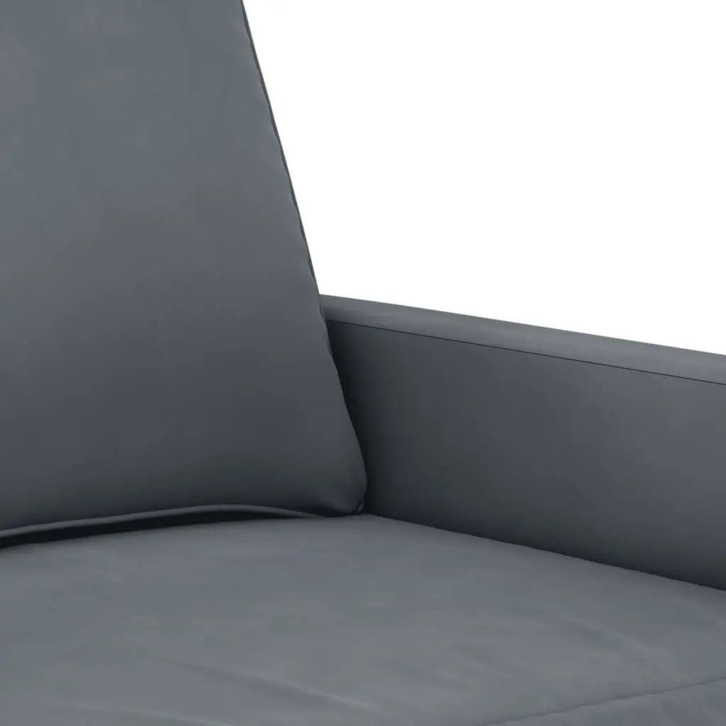 3 Piece Sofa Set Grey Velvet Sectional Lounge Suite with Pillows Living Room