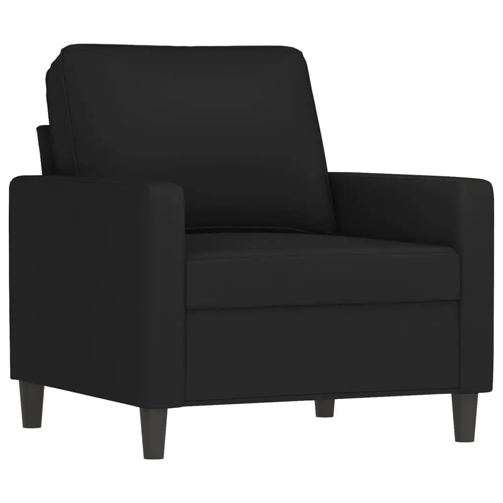 3 Piece Sofa Set Black Velvet Couch Living Room Furniture with Pillows Armrests