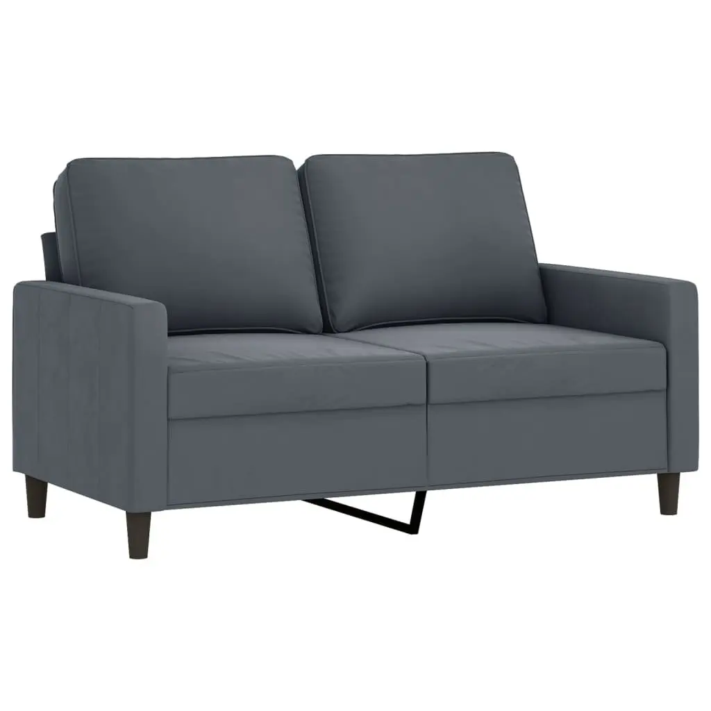 4 Piece Sofa Set Grey Velvet with Pillows Footstool Living Room Furniture