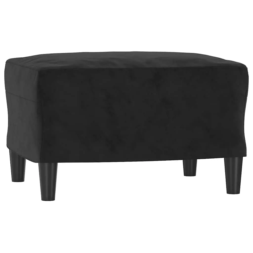 3 Piece Sofa Set Soft Velvet Black Living Room Furniture Couch Footstool