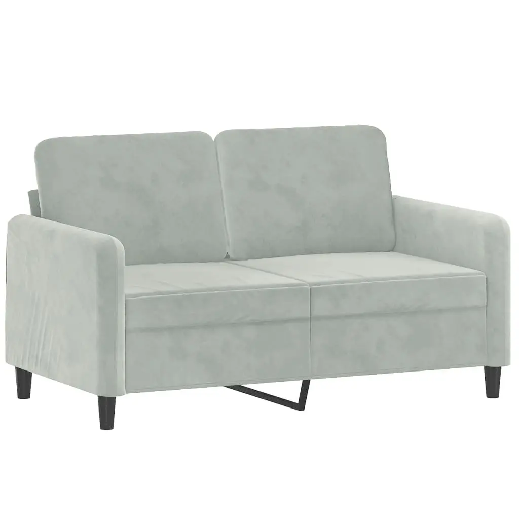 3 Piece Sofa Set Grey Velvet Living Room Furniture Couch with Footstool