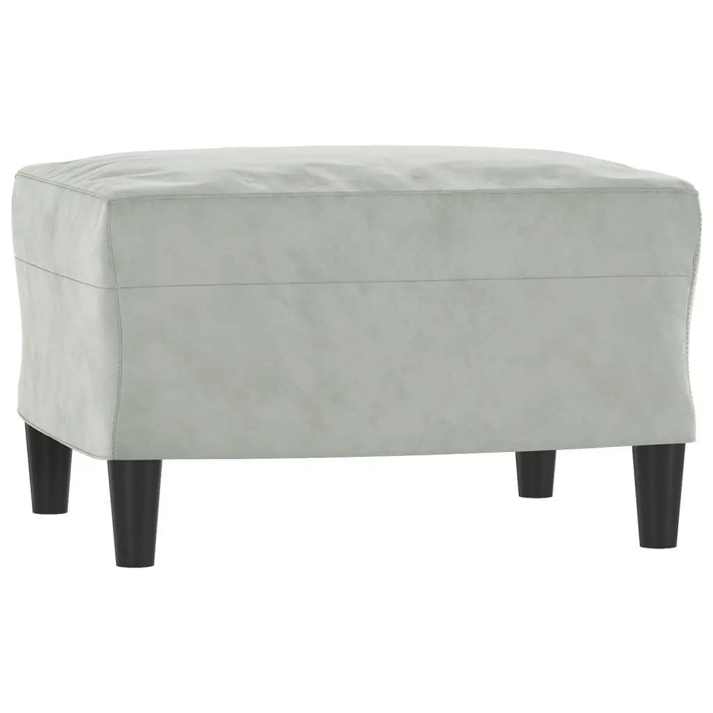 3 Piece Sofa Set Grey Velvet Living Room Furniture Couch with Footstool