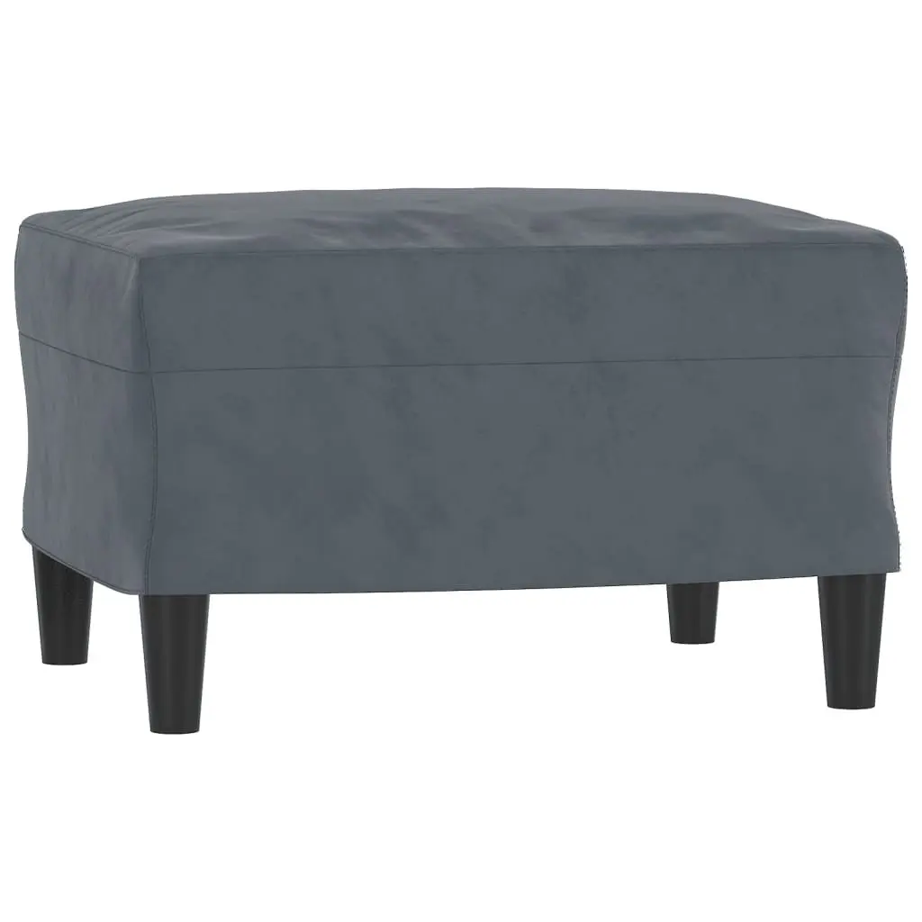 3 Piece Sofa Set Grey Velvet Couch with Pillows Footstool