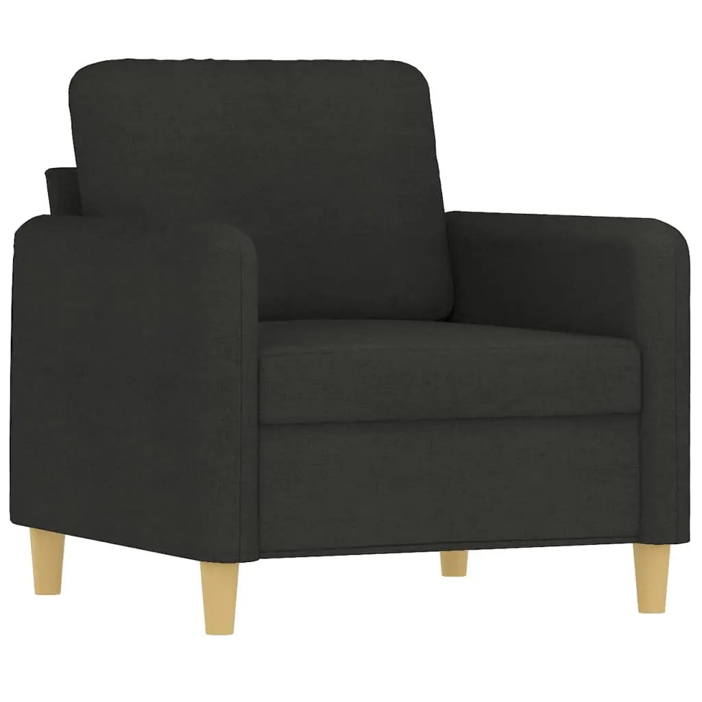3 Piece Sofa Set Fabric Black Lounge Suite with Cushions