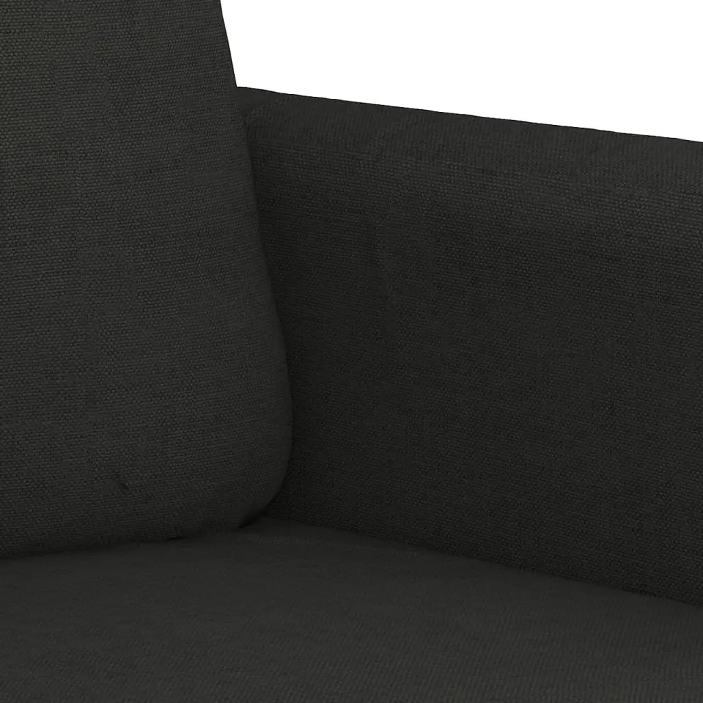 3 Piece Sofa Set Fabric Black Lounge Suite with Cushions