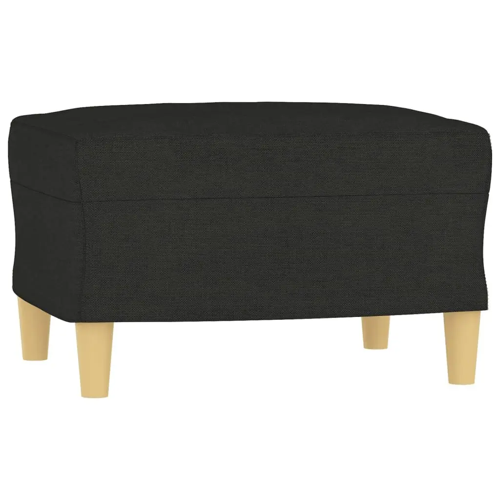4 Piece Sofa Set with Cushions Footstool Black Fabric Living Room Seating