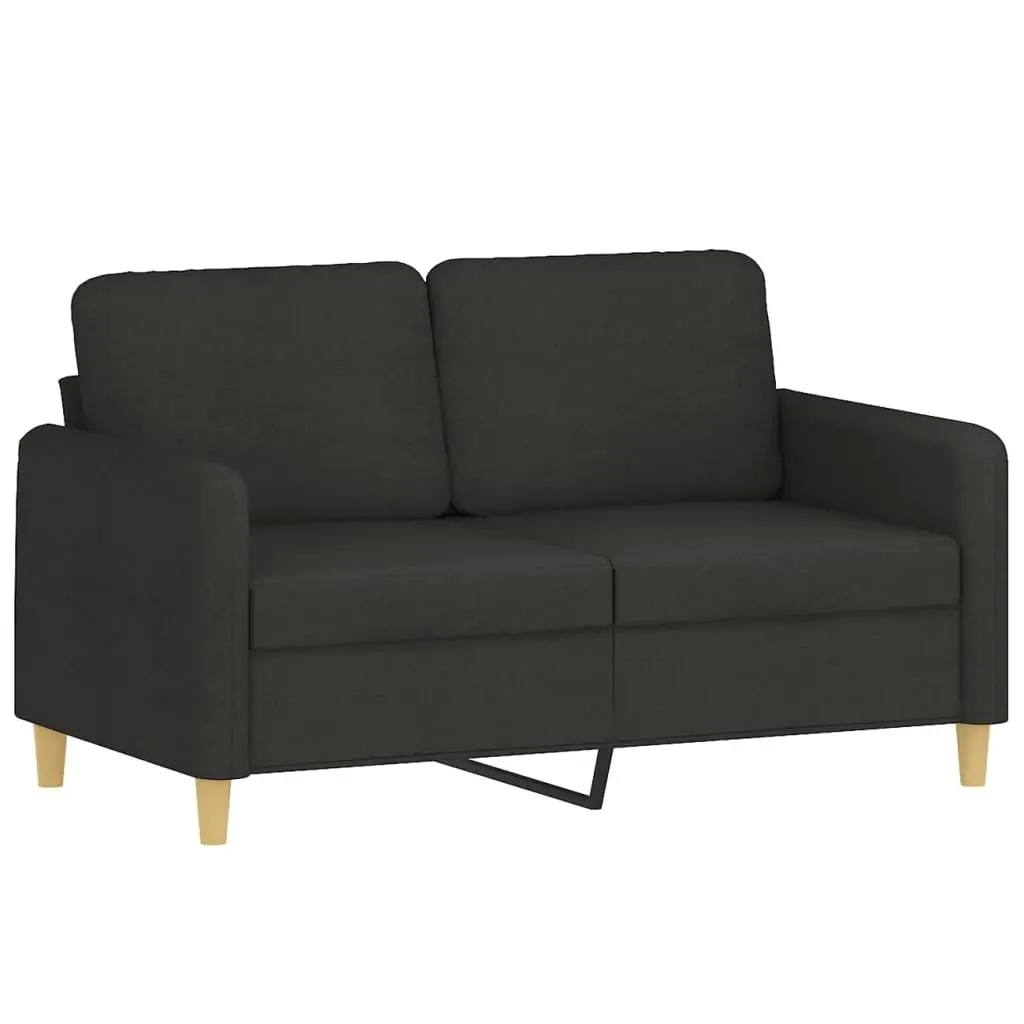 3 Piece Sofa Set Black Fabric Living Room Couch with Throw Pillows Armrests