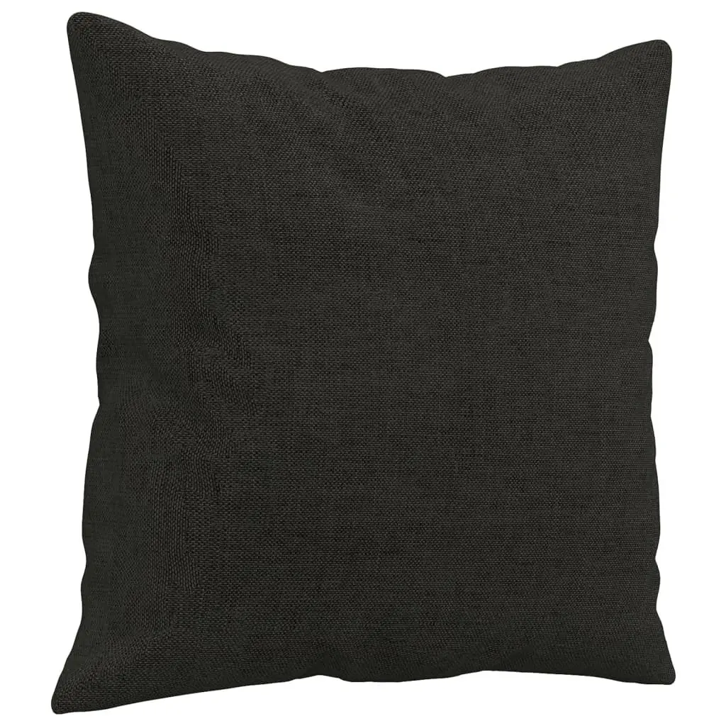3 Piece Sofa Set Black Fabric Living Room Couch with Throw Pillows Armrests